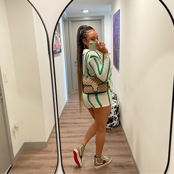 Knit Cardigan Brown Two Piece Short Vacation Set - Picture 5 of 5